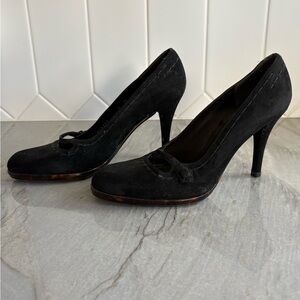 Stuart Weitzman Black Suede Mary Jane Heels in size 8